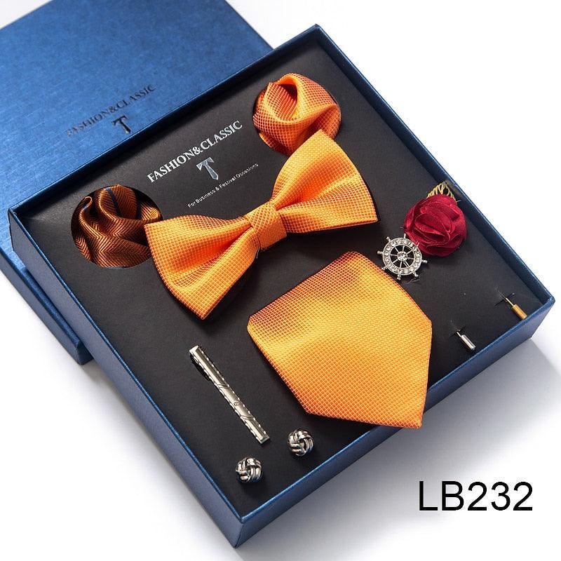 Silk Style Necktie & Pocket Squares Gift Box Neckties Luxurious Weddings