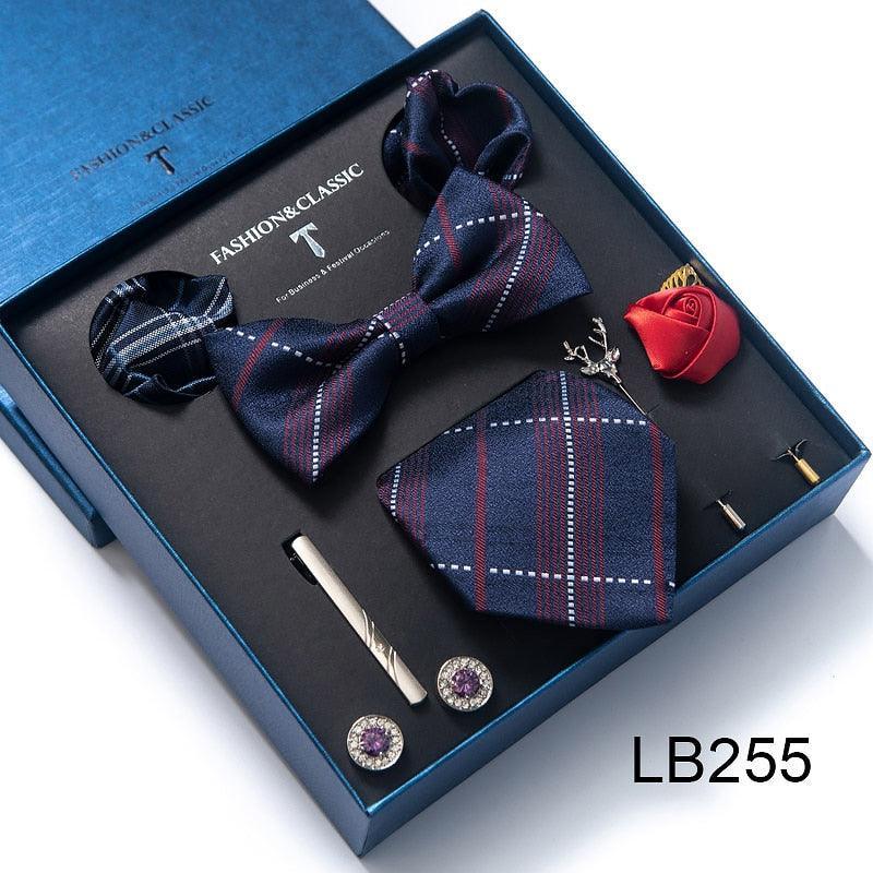 Silk Style Necktie & Pocket Squares Gift Box Neckties Luxurious Weddings