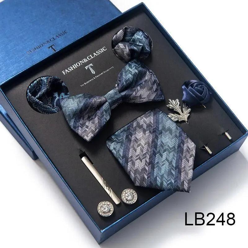 Silk Style Necktie & Pocket Squares Gift Box Neckties Luxurious Weddings