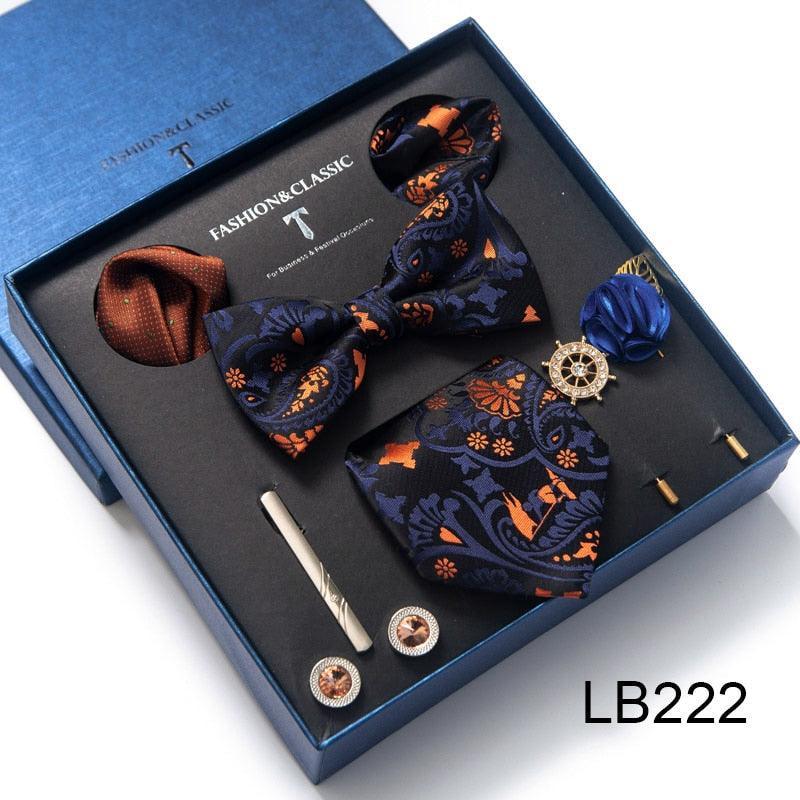 Silk Style Necktie & Pocket Squares Gift Box Neckties Luxurious Weddings