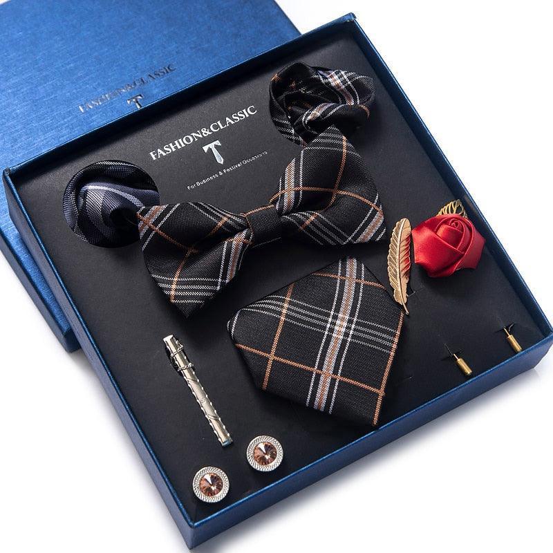 Silk Style Necktie & Pocket Squares Gift Box Neckties Luxurious Weddings