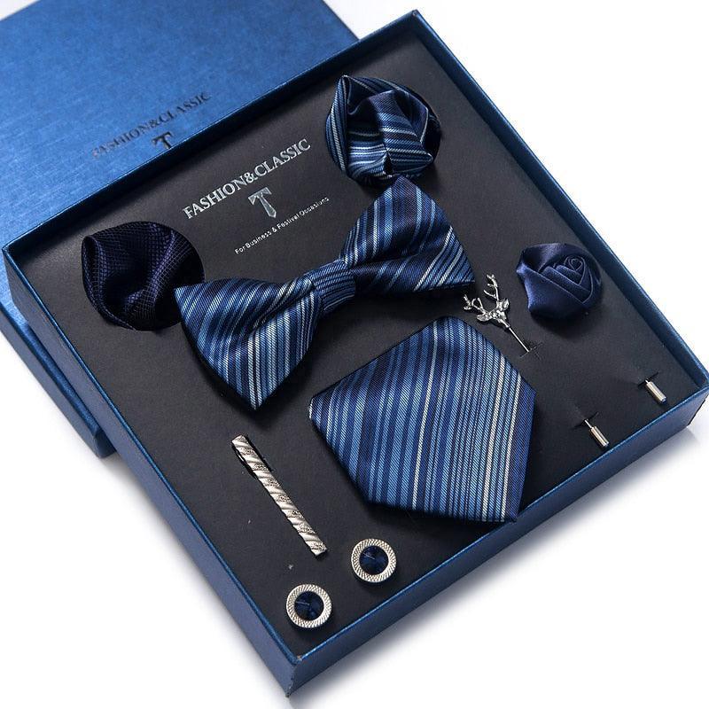 Silk Style Necktie & Pocket Squares Gift Box Neckties Luxurious Weddings