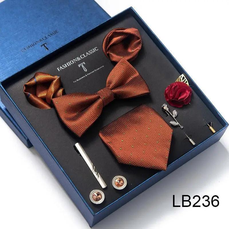 Silk Style Necktie & Pocket Squares Gift Box Neckties Luxurious Weddings