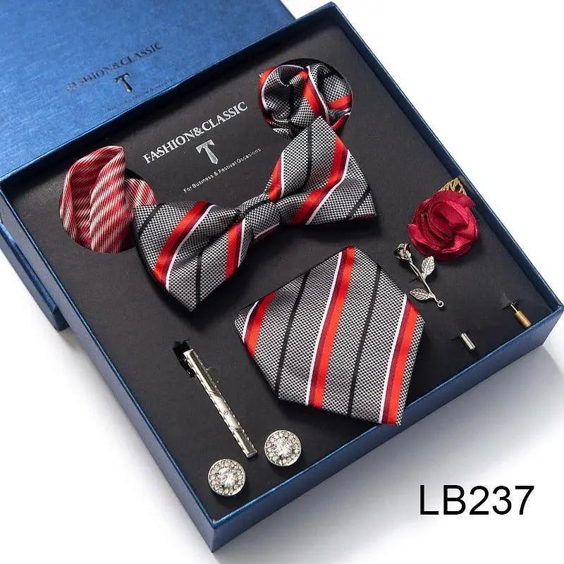 Silk Style Necktie & Pocket Squares Gift Box Neckties Luxurious Weddings