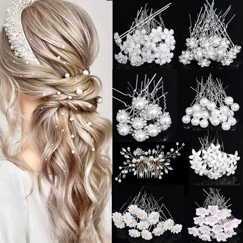 Silver Color Pearl Rhinestone Wedding Hair Combs Hair Accessories Bridal Accessories Luxurious Weddings