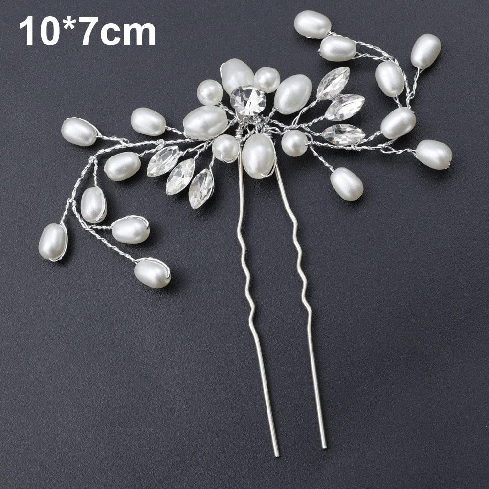 Silver Color Pearl Rhinestone Wedding Hair Combs Hair Accessories Bridal Accessories Luxurious Weddings