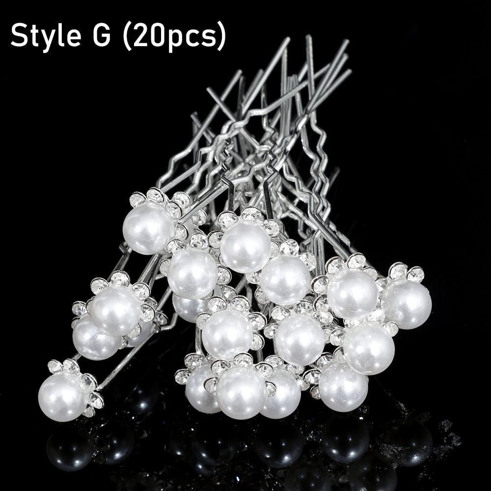 Silver Color Pearl Rhinestone Wedding Hair Combs Hair Accessories Bridal Accessories Luxurious Weddings