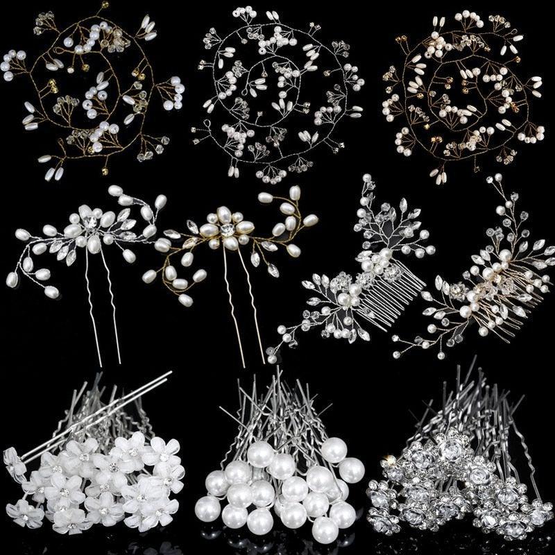 Silver Color Pearl Rhinestone Wedding Hair Combs Hair Accessories Bridal Accessories Luxurious Weddings