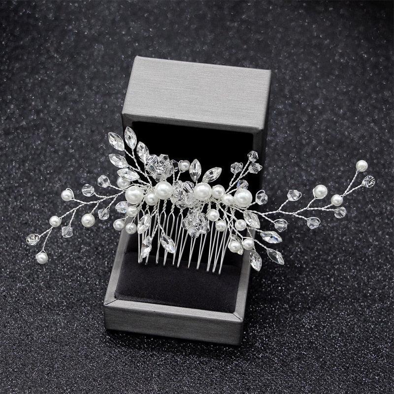 Silver Color Pearl Rhinestone Wedding Hair Combs Hair Accessories Bridal Accessories Luxurious Weddings