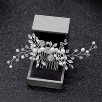 Silver Color Pearl Rhinestone Wedding Hair Combs Hair Accessories Bridal Accessories Luxurious Weddings