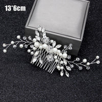 Silver Color Pearl Rhinestone Wedding Hair Combs Hair Accessories Bridal Accessories Luxurious Weddings