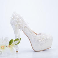 white lace beaded tassel stiletto Bridal Shoes Luxurious Weddings