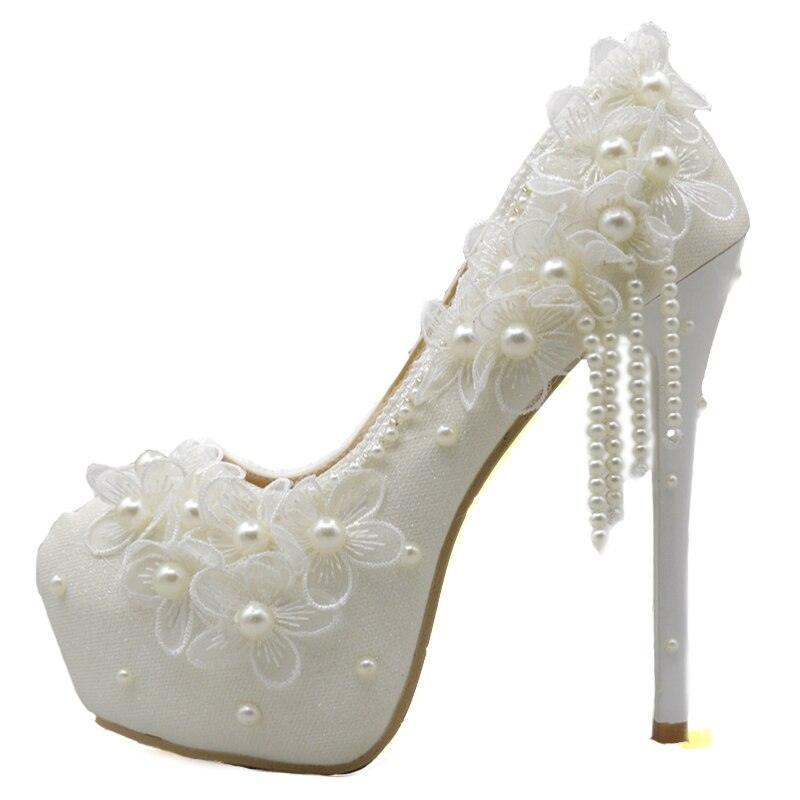 white lace beaded tassel stiletto Bridal Shoes Luxurious Weddings