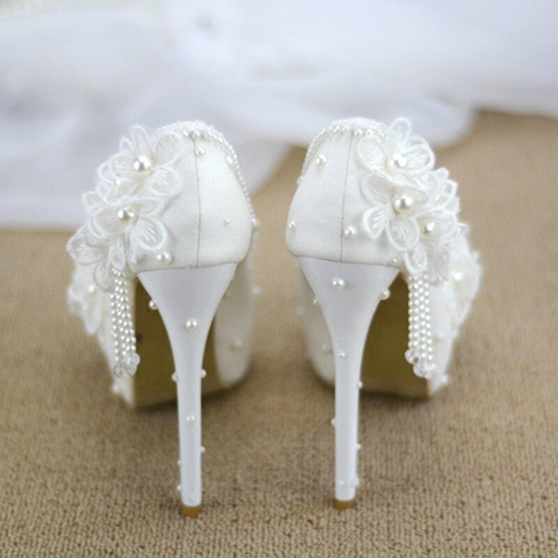 white lace beaded tassel stiletto Bridal Shoes Luxurious Weddings