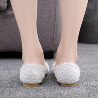 Spring Pointed toe flat white lace bridal wedding shoes Bridal Shoes Luxurious Weddings