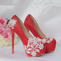 Spring White Lace Round Toe Bridal Wedding Shoe Bridal Shoes Luxurious Weddings