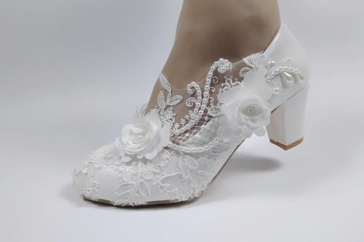 White Flower Pumps wedding shoes Bridal Shoes Luxurious Weddings