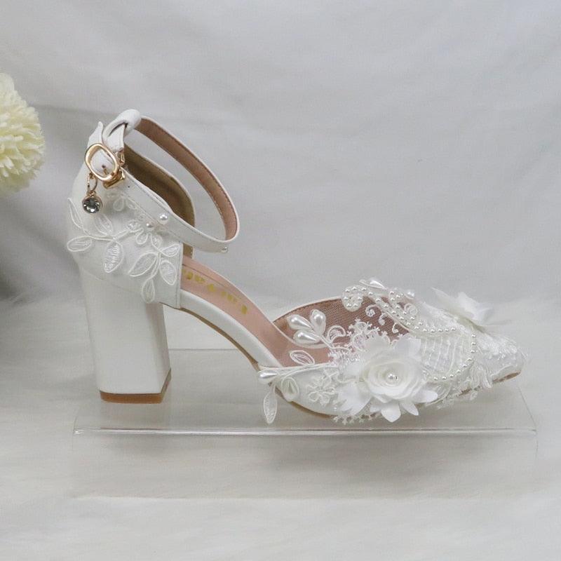White Flower Pumps wedding shoes Bridal Shoes Luxurious Weddings