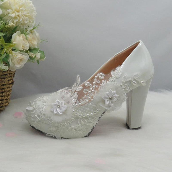 White Flower Pumps wedding shoes - Luxurious Weddings