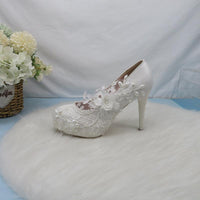 White Flower Pumps wedding shoes Bridal Shoes Luxurious Weddings