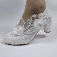 White Flower Pumps wedding shoes Bridal Shoes Luxurious Weddings