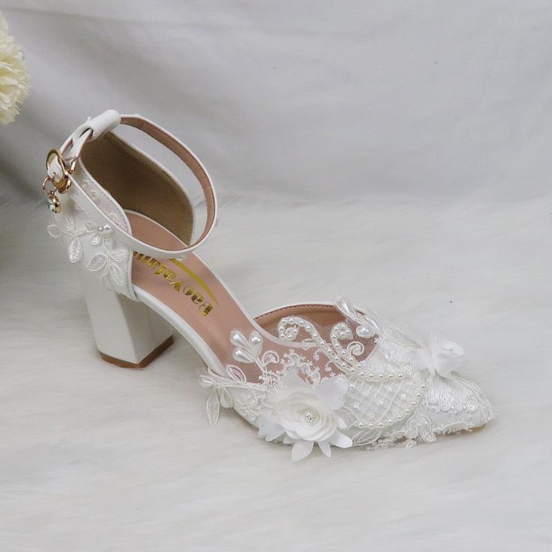 White Flower Pumps wedding shoes Bridal Shoes Luxurious Weddings