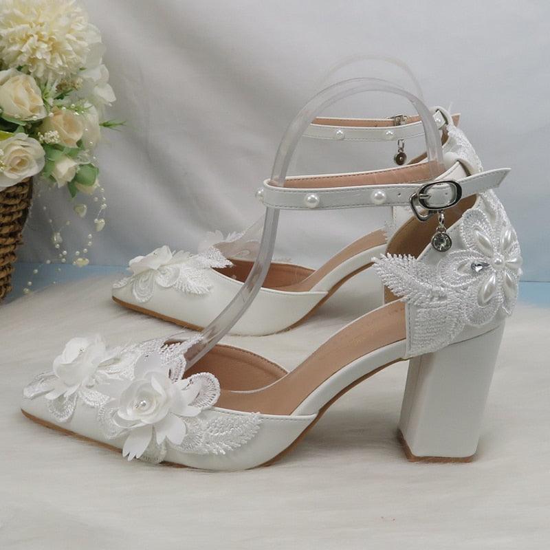 White Flower Pumps wedding shoes Bridal Shoes Luxurious Weddings