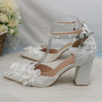 White Flower Pumps wedding shoes Bridal Shoes Luxurious Weddings