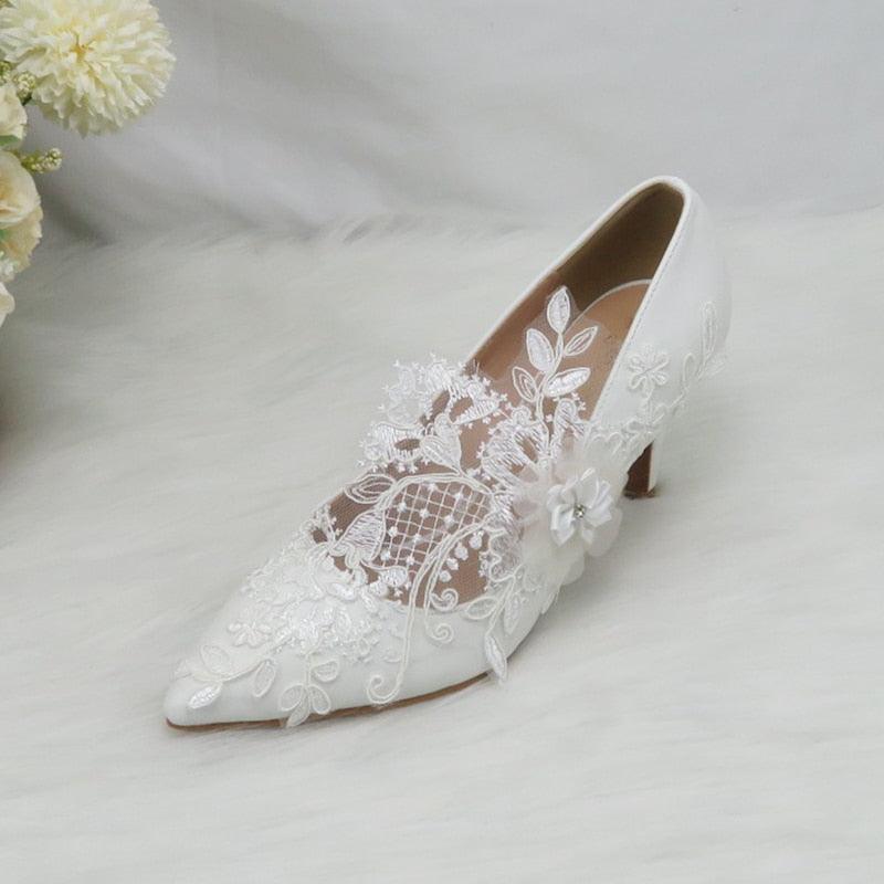 White Flower Pumps wedding shoes Bridal Shoes Luxurious Weddings