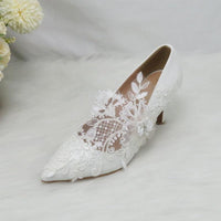 White Flower Pumps wedding shoes Bridal Shoes Luxurious Weddings