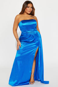 Gianna Glitter Satin Maxi Dress - Hot Pink Dresses Luxurious Weddings
