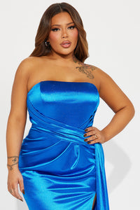 Gianna Glitter Satin Maxi Dress - Hot Pink Dresses Luxurious Weddings