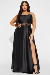 Kaylee Satin Gown - Black Luxurious Weddings