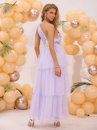 Embroidered Layered Single Shoulder Dress Midi dresses Luxurious Weddings