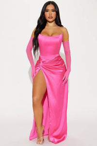 Teagan Satin Maxi Dress Set - Black Luxurious Weddings