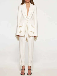 Long Sleeves Single Button Splicing Pleating Suit Jacket Women's Jacket Luxurious Weddings