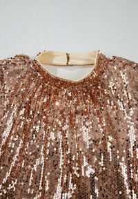 Backless Sequin Mock Neck Long Sleeve Mini Dress Dresses/Sequin Dresses Luxurious Weddings