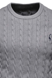 Men's Cable-Knit Round Neck Long Sleeve Sweater Sweatshirts Luxurious Weddings