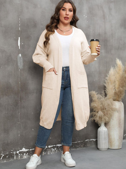 Plus Size Long Sleeve Pocketed Cardigan Plus size Luxurious Weddings