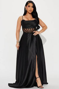 Kaylee Satin Gown - Black Luxurious Weddings