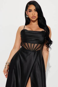 Kaylee Satin Gown - Black Luxurious Weddings