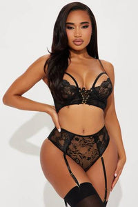 Admire Me Lace 2 Piece Garter Set - Black Lingerie & Sleepwear Luxurious Weddings