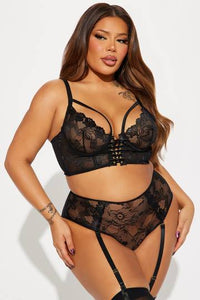 Admire Me Lace 2 Piece Garter Set - Black Lingerie & Sleepwear Luxurious Weddings