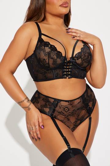 Admire Me Lace 2 Piece Garter Set - Black Lingerie & Sleepwear Luxurious Weddings