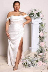 Down The Aisle Satin Maxi Wedding Dress - White Dresses Luxurious Weddings