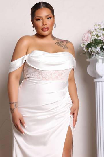 Down The Aisle Satin Maxi Wedding Dress - White Dresses Luxurious Weddings