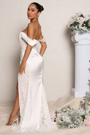 Down The Aisle Satin Maxi Wedding Dress - White Dresses Luxurious Weddings