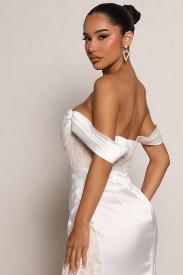 Down The Aisle Satin Maxi Wedding Dress - White Dresses Luxurious Weddings