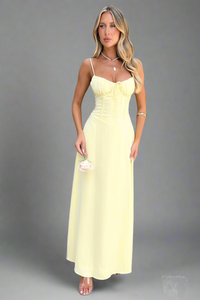 Sweetheart Neck Short Sleeve Maxi Dress – Ruched Formal Gown