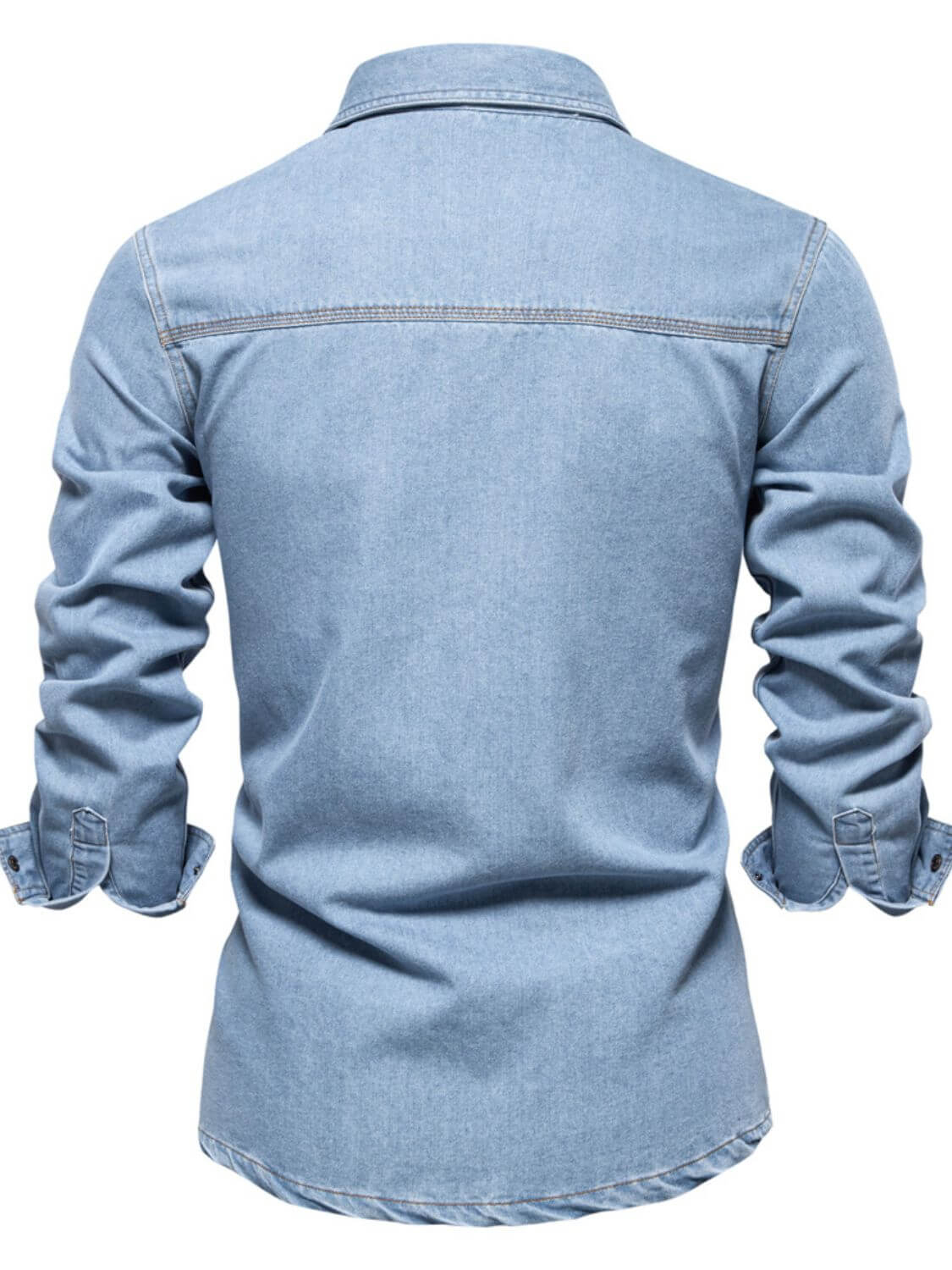Men's Collared Neck Denim Shirt with Chest Pockets Men's Shirts Luxurious Weddings